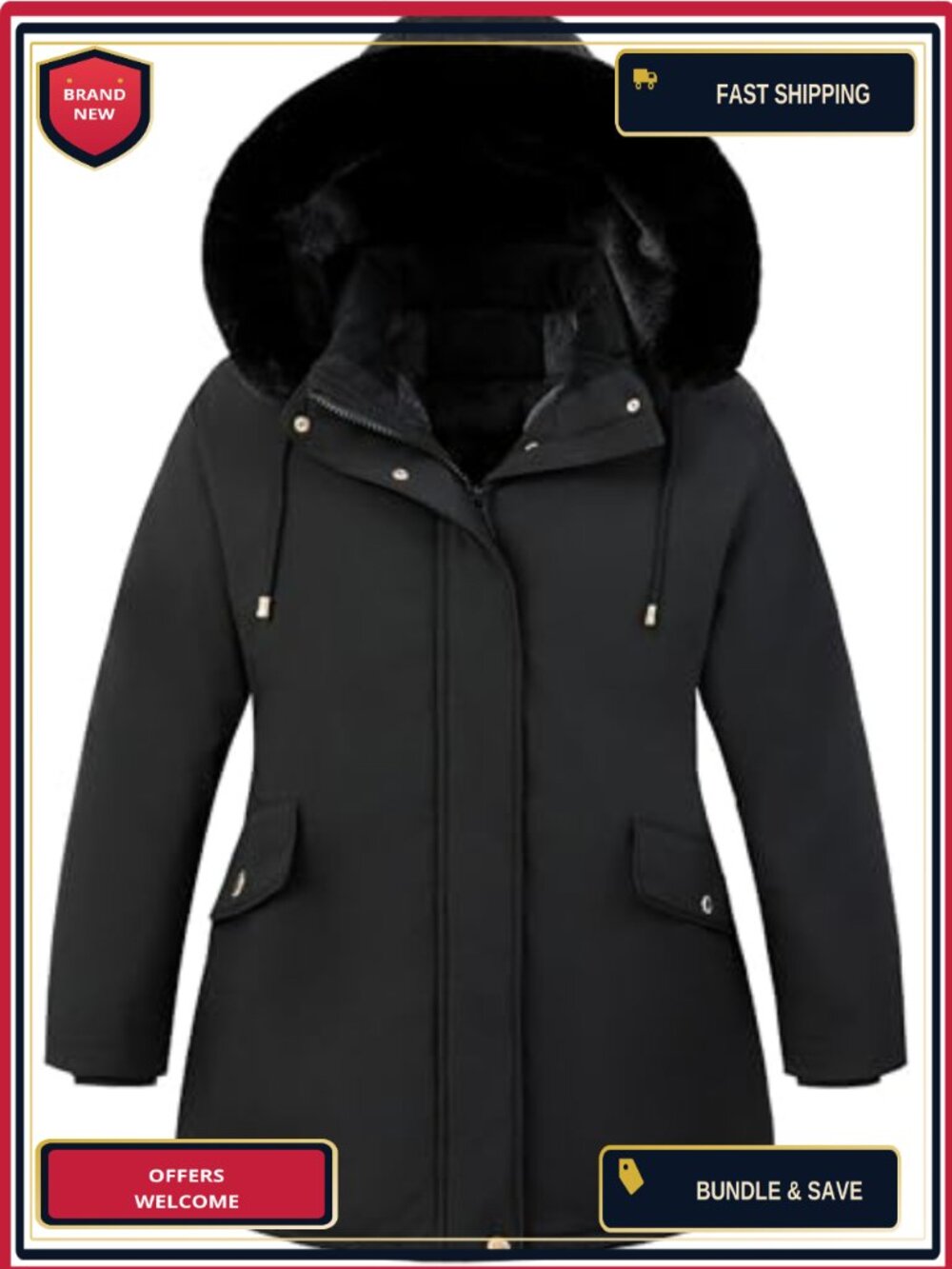 Plus Size Puffer Down Coat Women's Waterproof Windproof Winter Jacket Removable